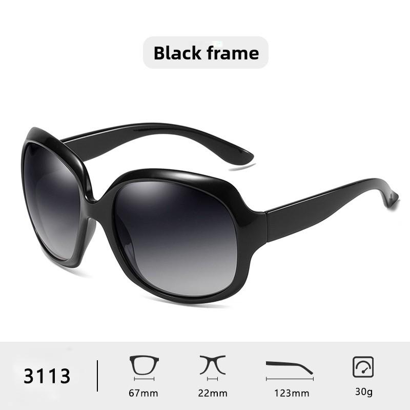 Fashionable cross-border women s sunglasses with a high-end feel, natural look, sun protection, polarized, and UV protection As shown in the figure чёрный