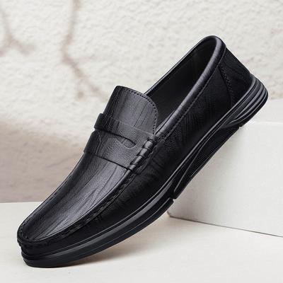 Fashion New Genuine Leather Mens Slip On Shoes Business Casual Leather Shoes Classic Soft Moccasins Breathable Male Formal Dress Loafers