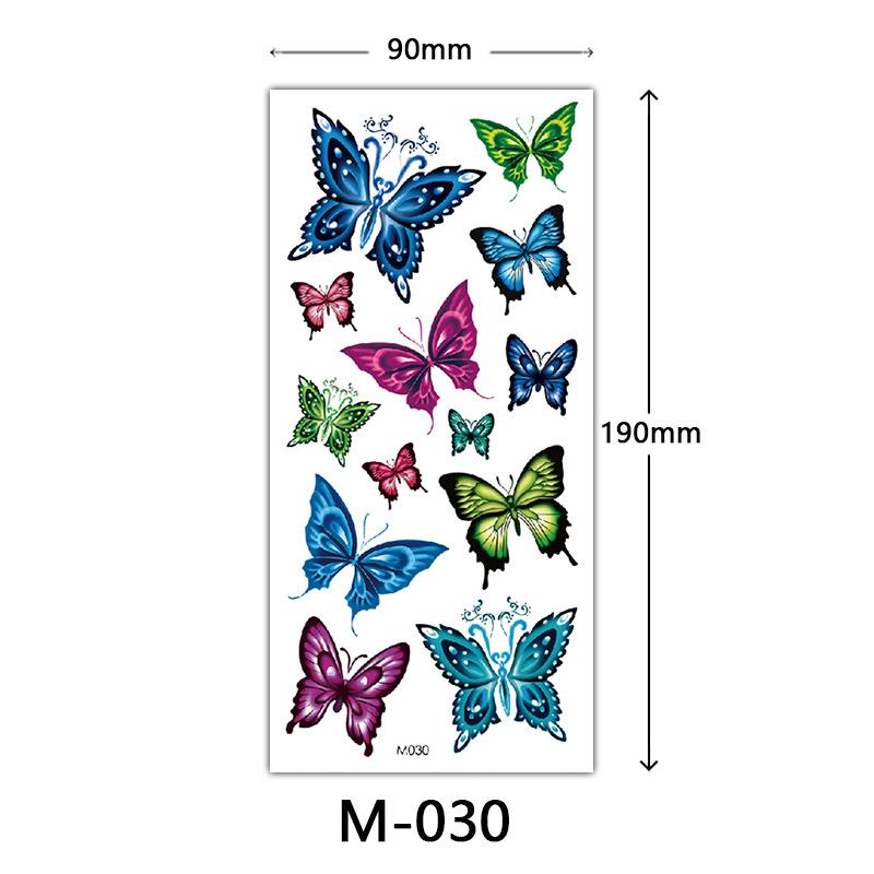 Waterproof Three-Dimensional Color Print Tattoo Sticker, Butterfly Flower Animal Tattoo