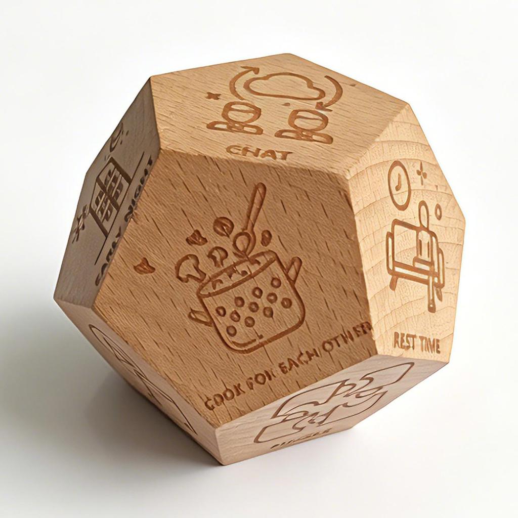 Cross-Border Twelve-Sided Wooden Dice Set: Laser Engraved Fun Bar Drinking Game Dice for Couples