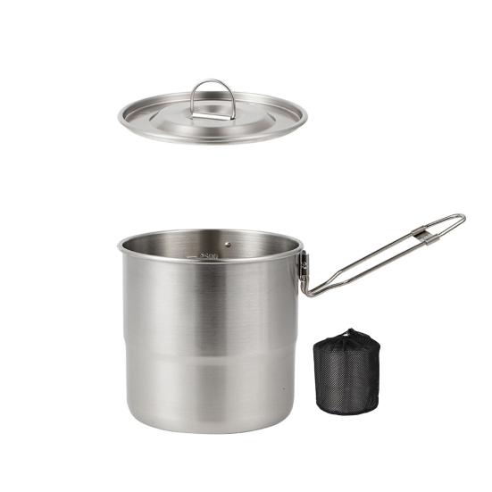 

3L Миска для кемпінгу з нержавіючої сталі 304 зі складаною ручкою Портативна для туризму, пікніка, барбекю, подорожей, каструля для приготування їжі, посуд A