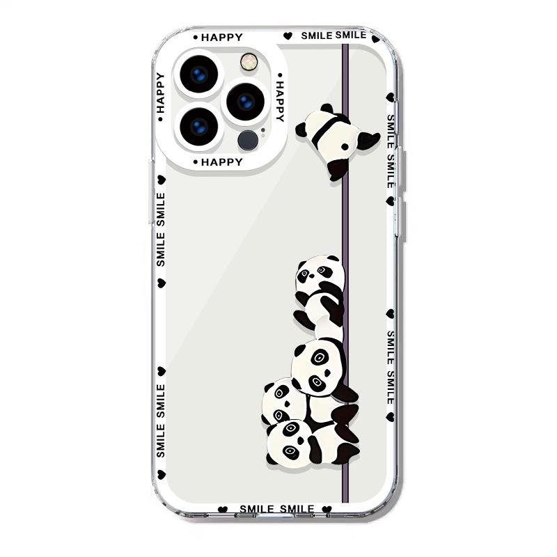 Cute Panda Bamboo Mobile Phone Case Apple 14/13 Pro Transparent Anti-drop Case iPhone17 Ultra-thin Summer New
