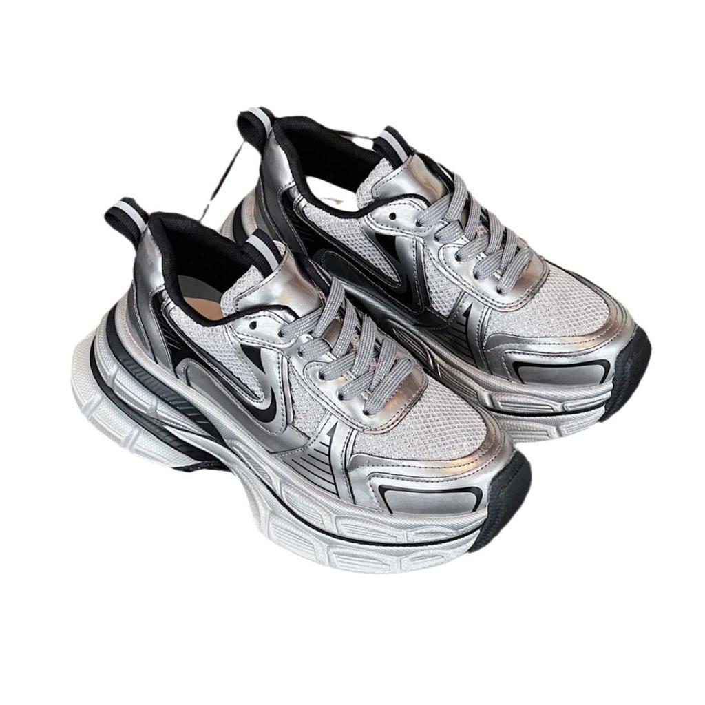 Silver Platform Dad Shoes Women's 2025 Early Autumn New Heightening Breathable Ins Tide Fried Street Retro Casual Sports Shoes