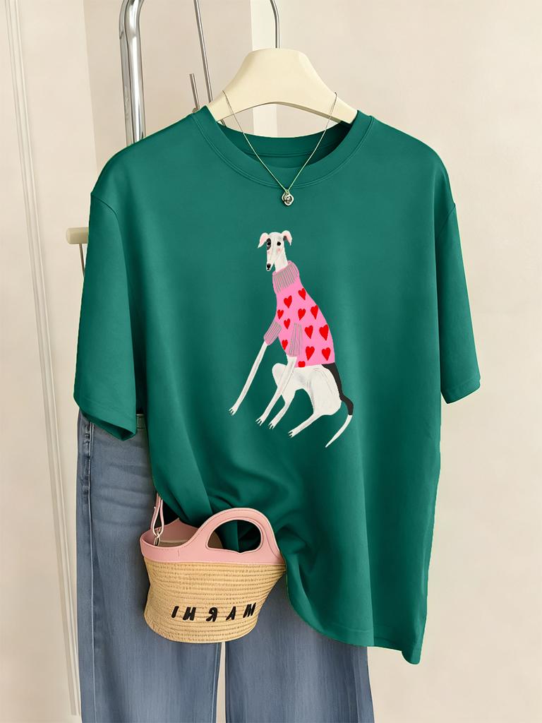 Funny Dachshund Dog Printing TShirt Womens Basics ONeck T Shirts Comfortable Loose Short Sleeve Tops Summer Soft Woman Clothes