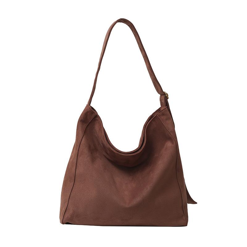 Vintage Versatile Commuter Tote Bag Women's Large Capacity Underarm Bag Suede Shoulder Bag Handbag