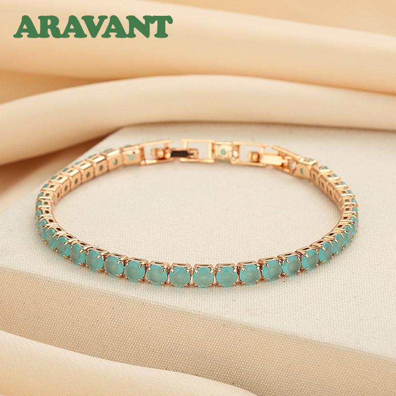 Aravant 925 Silver 18K Gold Blue Zircon Bracelet Chains for Women Girls Charm Jewelry золотой