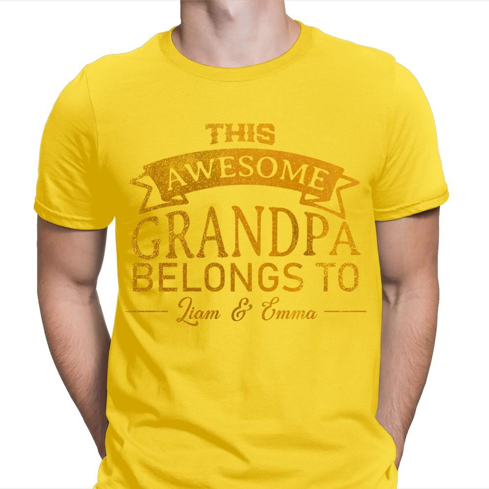 This Awesome Grandpa Belongs To Personalised Fathers Day Birthday T Shirt 2T1A1
