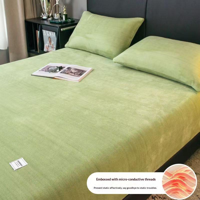 Χειμερινό Ζεστό Βελούδινο Σεντόνι με Λάστιχο Ελαστικό Κάλυμμα Στρώματος Απαλό Βελούδινο Φλις Κλινοσκεπάσματα Ζευγαριού Θερμικό Διπλό Κρεβάτι King Size