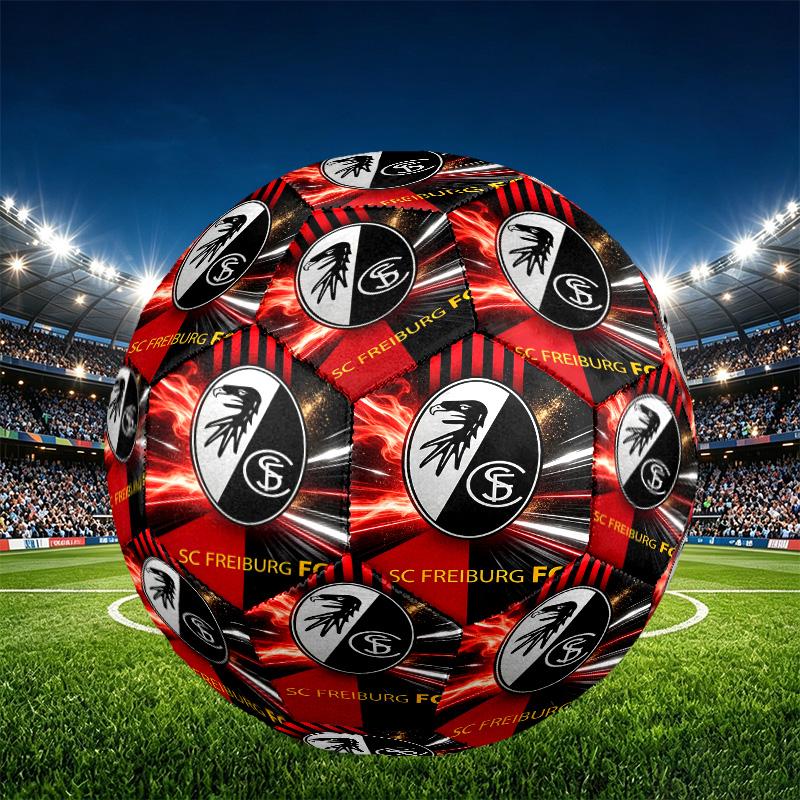 SC Freiburg Print Size 5 Soccer Ball, PU Wear Resistant Football for Match Training and Daily Practice, Birthday Gift for Soccer Fans