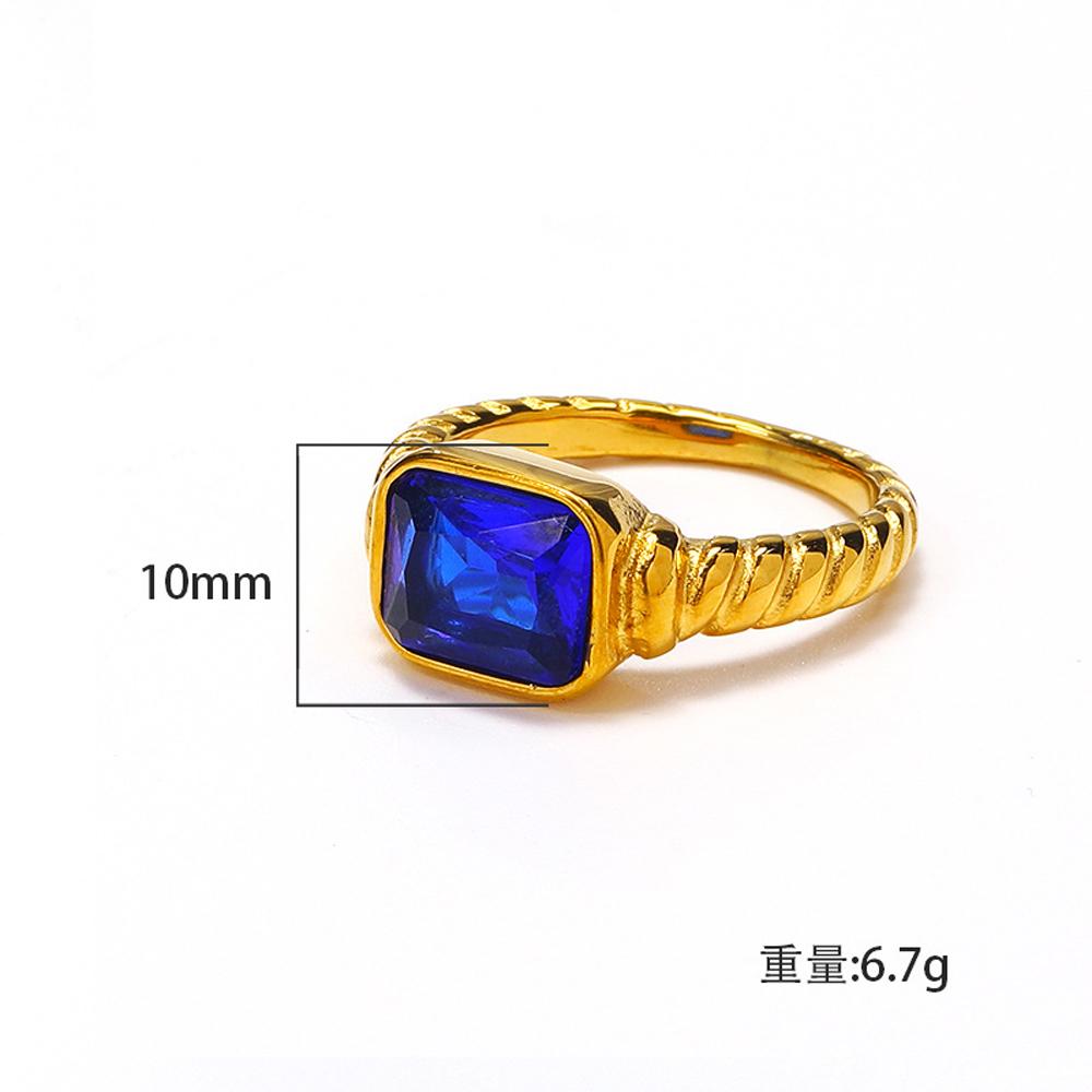 Damen Croissant Twist Spiralband Ringe Mit Rechteckigem Zirkonia Stein Elegant 18 Karat Vergoldet Edelstahl Schmuck Geschenk für