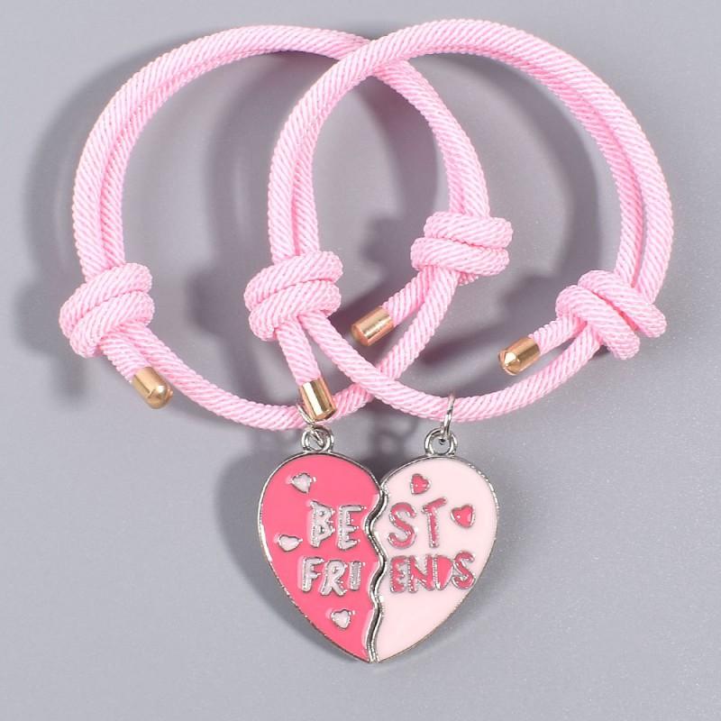 

Cross-border New Best Friend Pink Heart-shaped Milan Rope Girlfriends Sister Friendship Bracelet