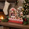 Wooden Craft Decor Christmas Photo Frame, 2D Picture Holder with Santa Snowman & Decorative Snowflake Pendant, Family Display Frame for Home