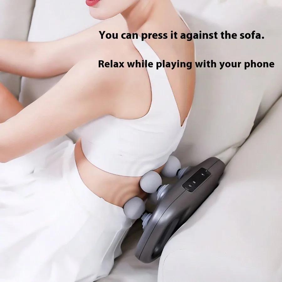 Professional Grade Four Head Fascia Gun Rechargeable High-Frequency Vibration Massage Muscle Relaxation Home Fascia Massager