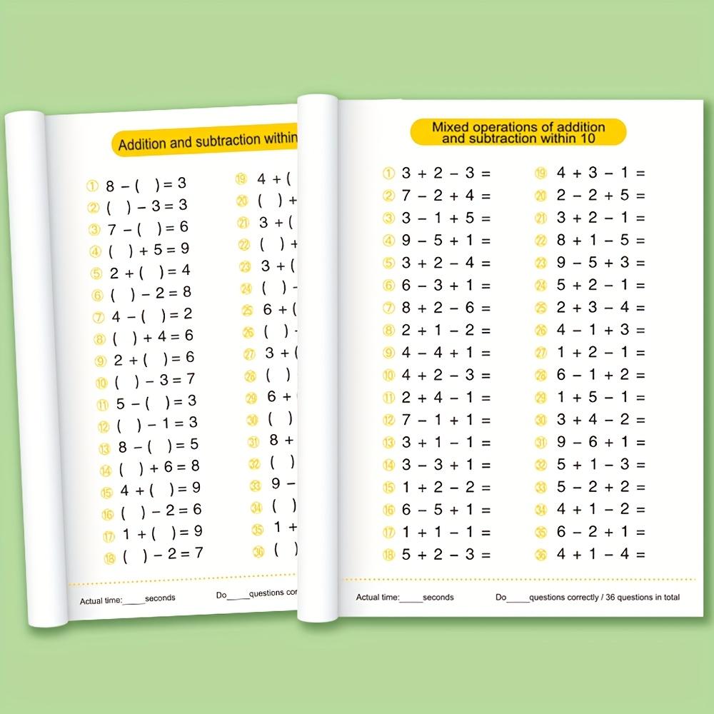 2pcs A Math Practice Book for Addition And Subtraction Within 20, Designed for Daily Exercises in The Range of 0-10 And 10-20