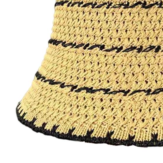 Summer Hat Activities Hollow Design Patchwork Basin Versatile Knitted Hat