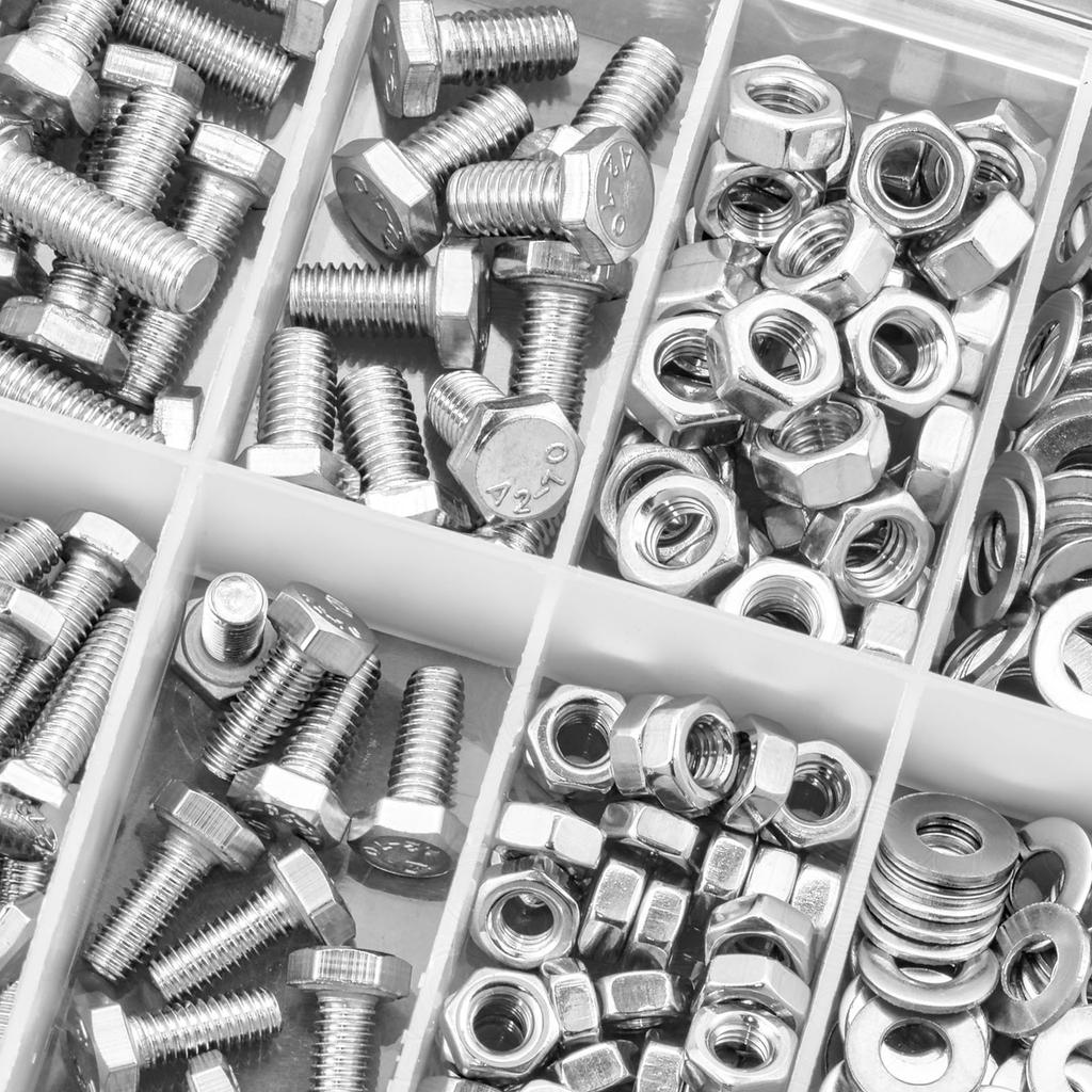 242pcs Stainless Steel Hex Head Nuts and Bolts Assortment Kit M4 M5 Sizes with Flat & Spring Lock Washers In Storage Case