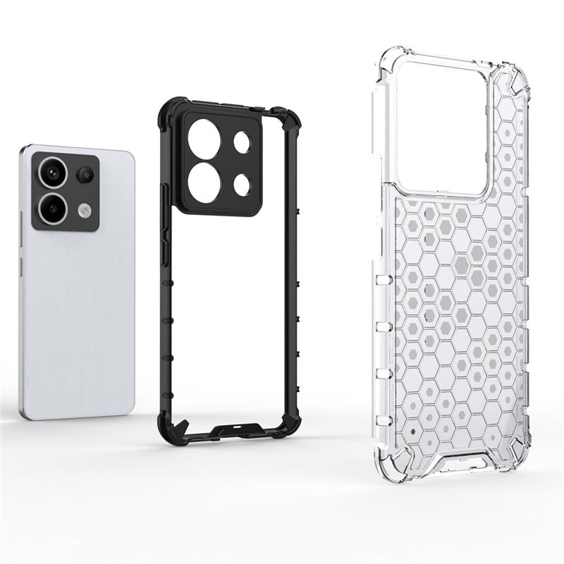 Transparent Phone Case For Xiaomi Poco X6 5G Shockproof Honeycomb Armor Back Case For Poco X6 5G Cover For Poco X6 Case 6.67inch
