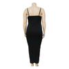 Plus Size Black Halter Deep V Neck Twist Front Ruched Split Bodycon Maxi Dress