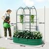 Galvanised Raised Garden Bed with Arched Trellis, 5 x 3 x 6ft Metal Raised Bed for Garden with Open Bottom, Green