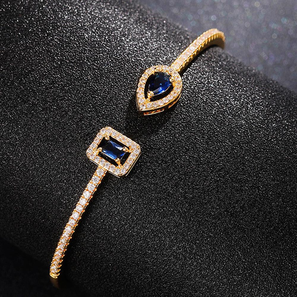 Supply Open Bracelet Trend Ins Yellow Zircon Bracelet  Simple Hand Jewelry