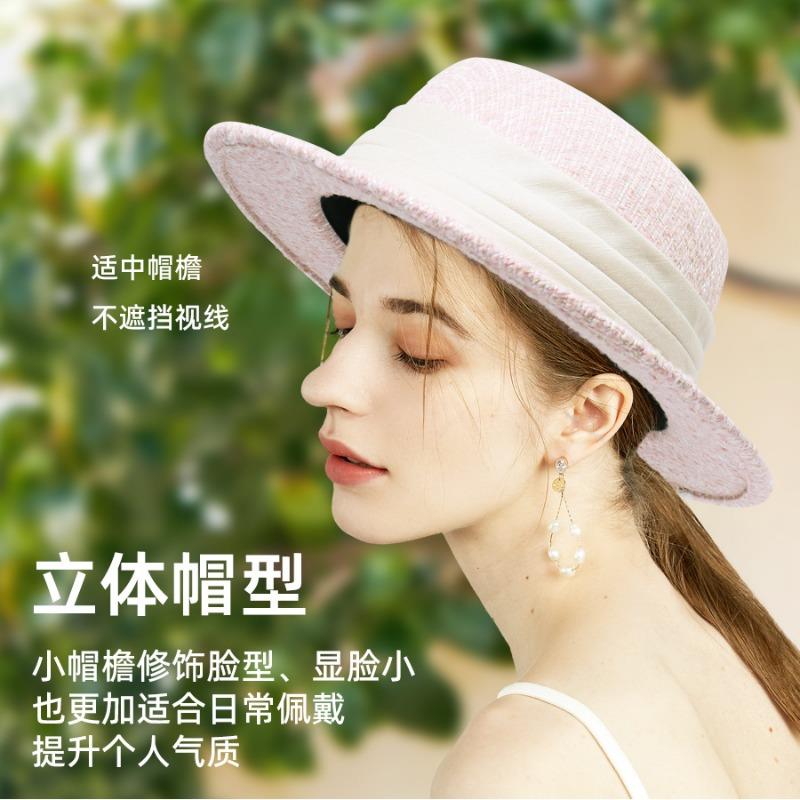 The New Model Shows a Small Face, Elegant and Not Monotonous, Retro, Exquisite Literary and Artistic Flat-top Woven Women's Sunshade Top Hat.