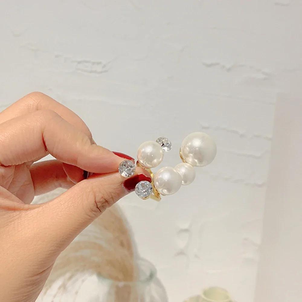 1PC New hot Exaggeration Double Layer Large Pearl Rings for Women Fashion Accessories Party Charm Ring Wedding Jewelry