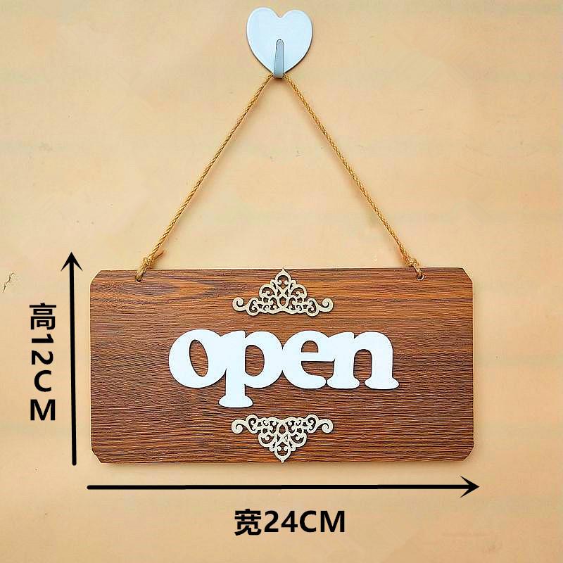 Wooden Cafe Door Sign Open Closed, Double Sided Hanging Board for Coffee Shop, Creative Wall Decor