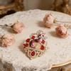 Vintage Enamel Cat Lapel Pin Light Luxury Imitation Rhinestone Brooch  Clothes Decoration