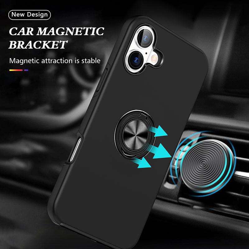 Magnetischer Ringhalter Handyhülle für iPhone 17 Air 16E 16 15 14 13 Mini Pro Max Plus mit Ständer Kunststoff Hart Stoßfeste Hülle