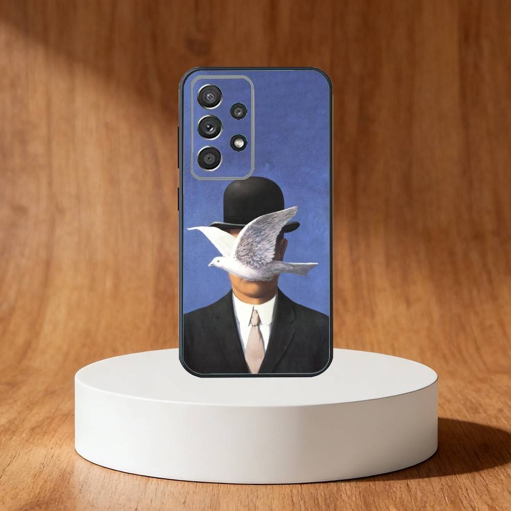 Custodia per Telefono Estetica Artistica Rene Magritte Per Samsung S25,S24,S21,S22,S23,S30,Ultra,S20,Plus,Fe,Note,10,9,5G Copertina Nera