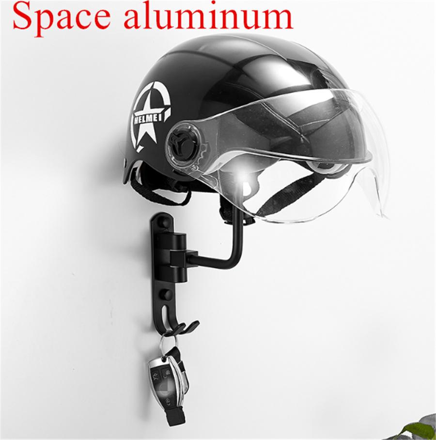 Black Motorcycle Bike Helmet Holder Storage Shelves Wall Mount Hanger Rack Hook