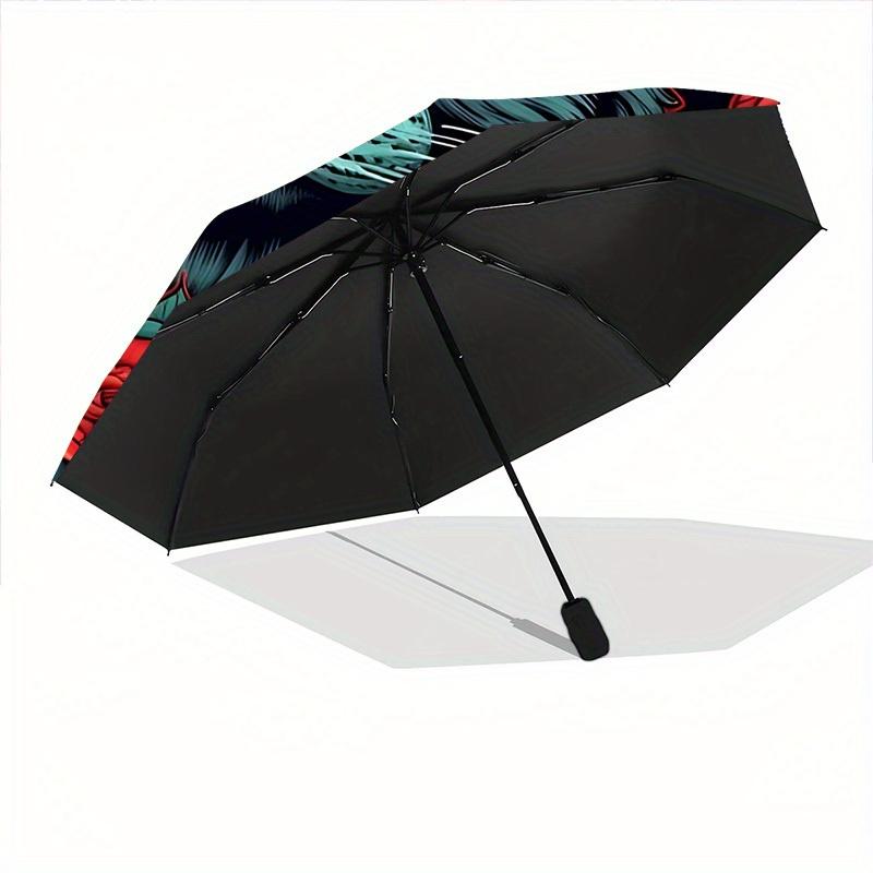 1pc Cat Roses Design Automatic Open/close Folding Umbrella, Compact Portable Travel Umbrella, Perfect Birthday/Christmas, Cute Umbrella, Dur