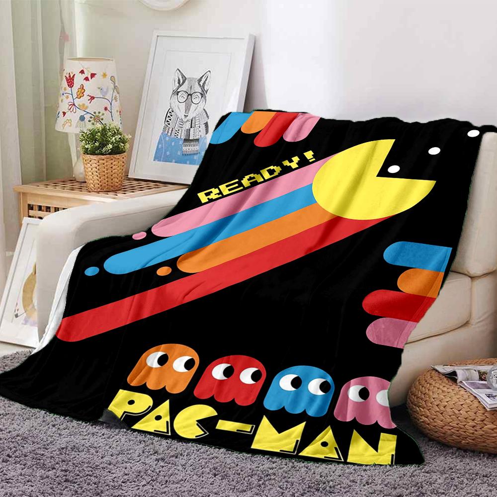 1Pc Pacman Adventure Blanket For Couch Bed Plush Cozy Fuzzy Blanket Super Soft Warm Blankets For Fall And Winter 091890