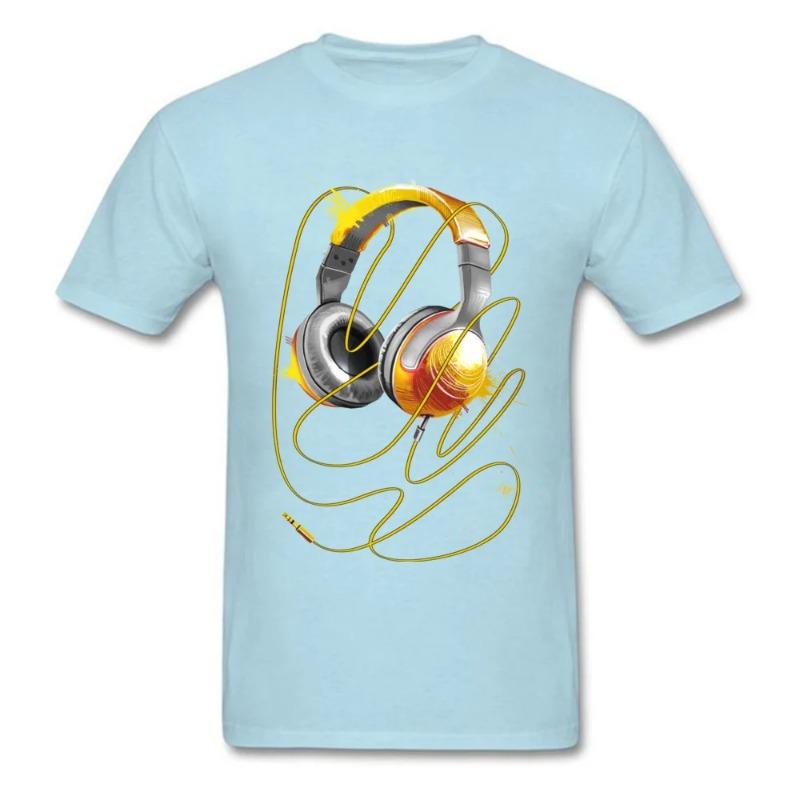 Hip Hop Dance Music T-Shirt Turn Me on Free Ship Short Sleeve 100% Cotton Men's T Shirts Rock Headphone T Shirt Top Quality T-Shirts Men’s