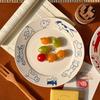 Korean Cute Cat Puppy Graffiti Plate Ins Ceramic Breakfast Plate Vintage Household Utensils Coffee Shop Cake Dessert Fruit Plate