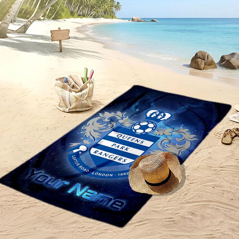 Queens Park Rangers FC Personalisiertes Bedrucktes Strandtuch Fußballlogo Unterstützung Benutzerdefinierter Name Text Saugfähiges Handtuch für Sport Reisen Besonderes Geschenk