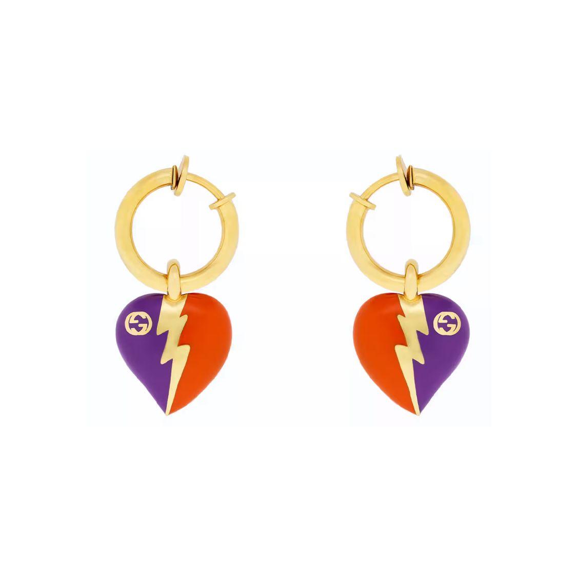 

Gucci Double G Series Heart Lightning Pendant Fashion Jewelry Earrings Women earrings Resin Glass Metal 729604-J979G-8522 Gold,F