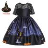 Kids' Halloween Witch Cosplay Cartoon Print Dress