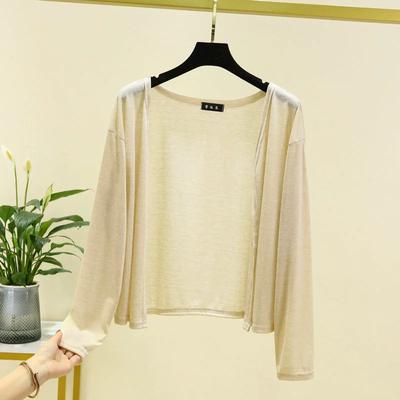 Giacca da Donna Primavera ed Estate Manica Lunga Sezione Sottile Protezione Solare Giacca Elegante Retrò Colore Unito Semplice Camicetta