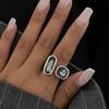 Minimalist Acrylic Rhinestone Open Ring for Women Korean Fashion Geometry Adjustable Knuckle Ring Party Jewelry Lady Gifts