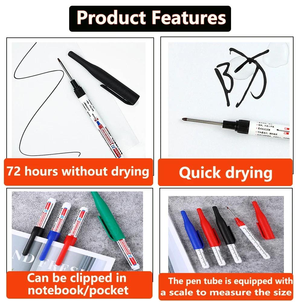 32mm 1-16pcs Long Head Markers Pen Multi-purpose Woodworking Tile Decoration Deep Hole Marker Pens Red/Black/Blue/Green Ink
