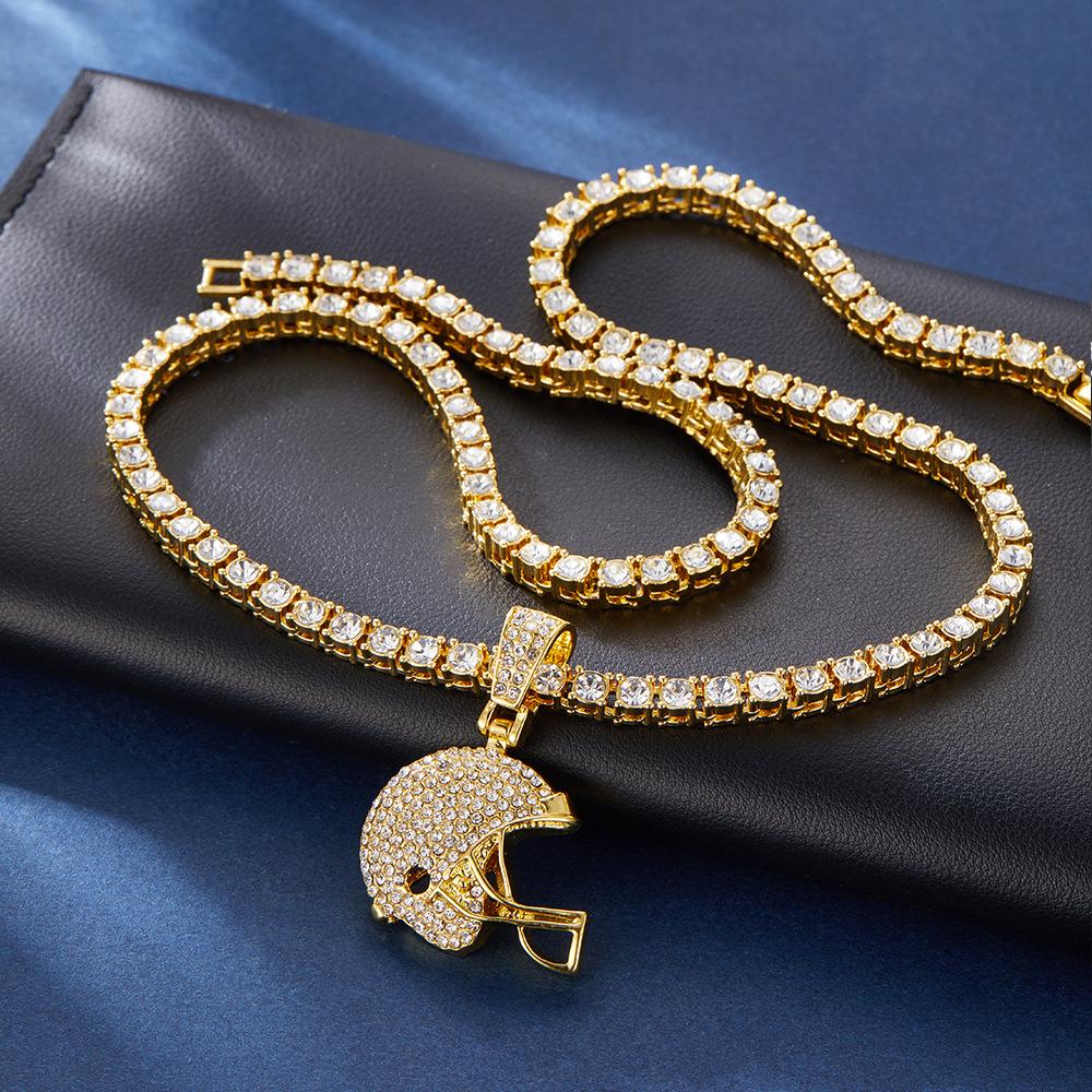 Rugby Helmet Pendant: Hip Hop Street Style Tennis Chain Accessory