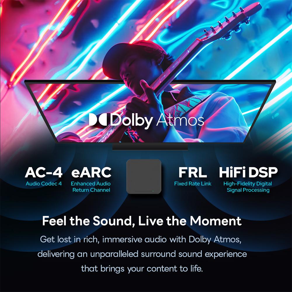 RockTek GT1 UHD Google TV Box Netflix Google Certyfikowany 2GB 32G Realtek1325 Obsługa Dolby Atmos Vision 2T2R Wifi5 BT5.2 Smart TV Box