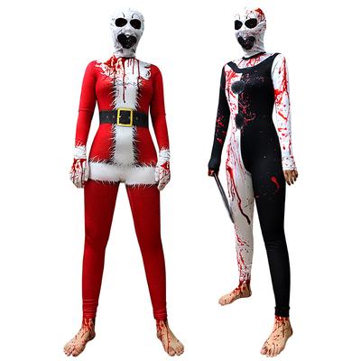 Halloween-Kostüm, kaputte Seele Cosplay Clown Weihnachtsmann, Horror-Kapuze Strumpfhose Spielkostüm