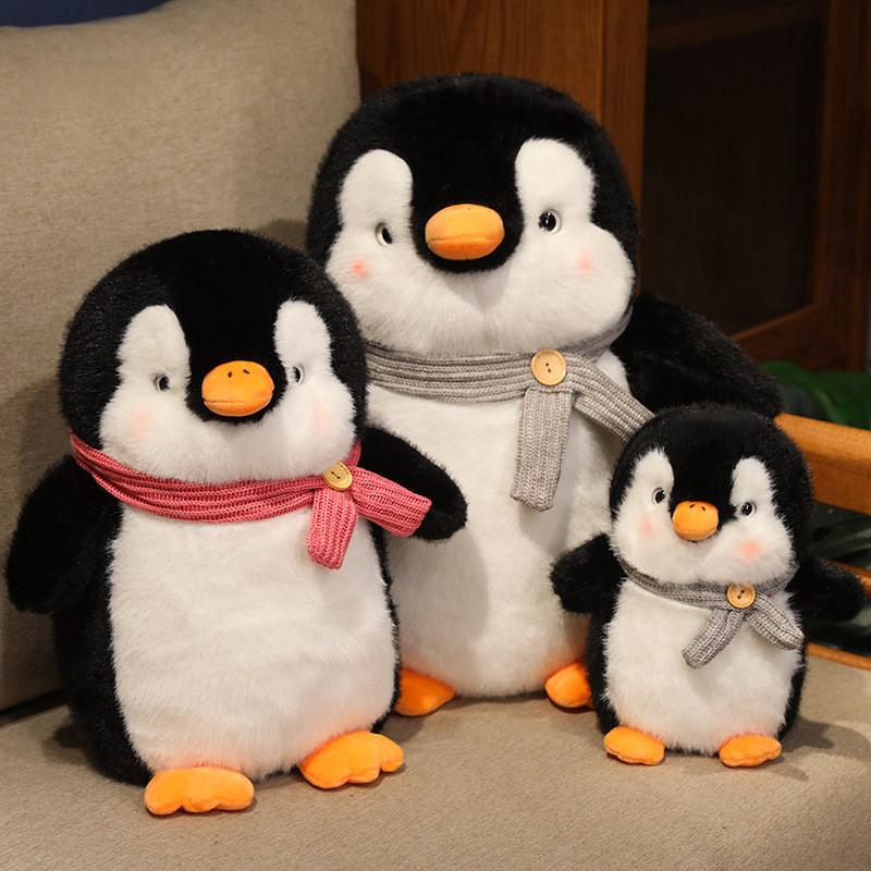 Doll Plush Penguin Pillow Birthday Gift Pink Gray Scarf Decoration Oceanarium