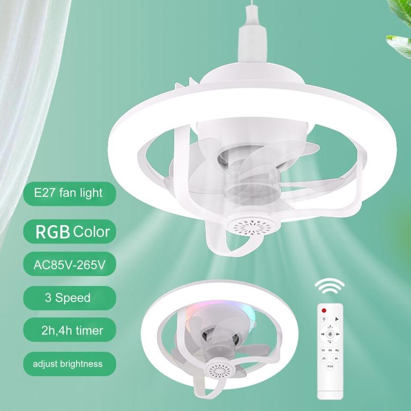 Fernbedienbarer Ventilator mit Licht 360° Oszillation Einstellbare Beleuchtung 4-Stunden-Timer für Innenbereich Wohnzimmer Küche
