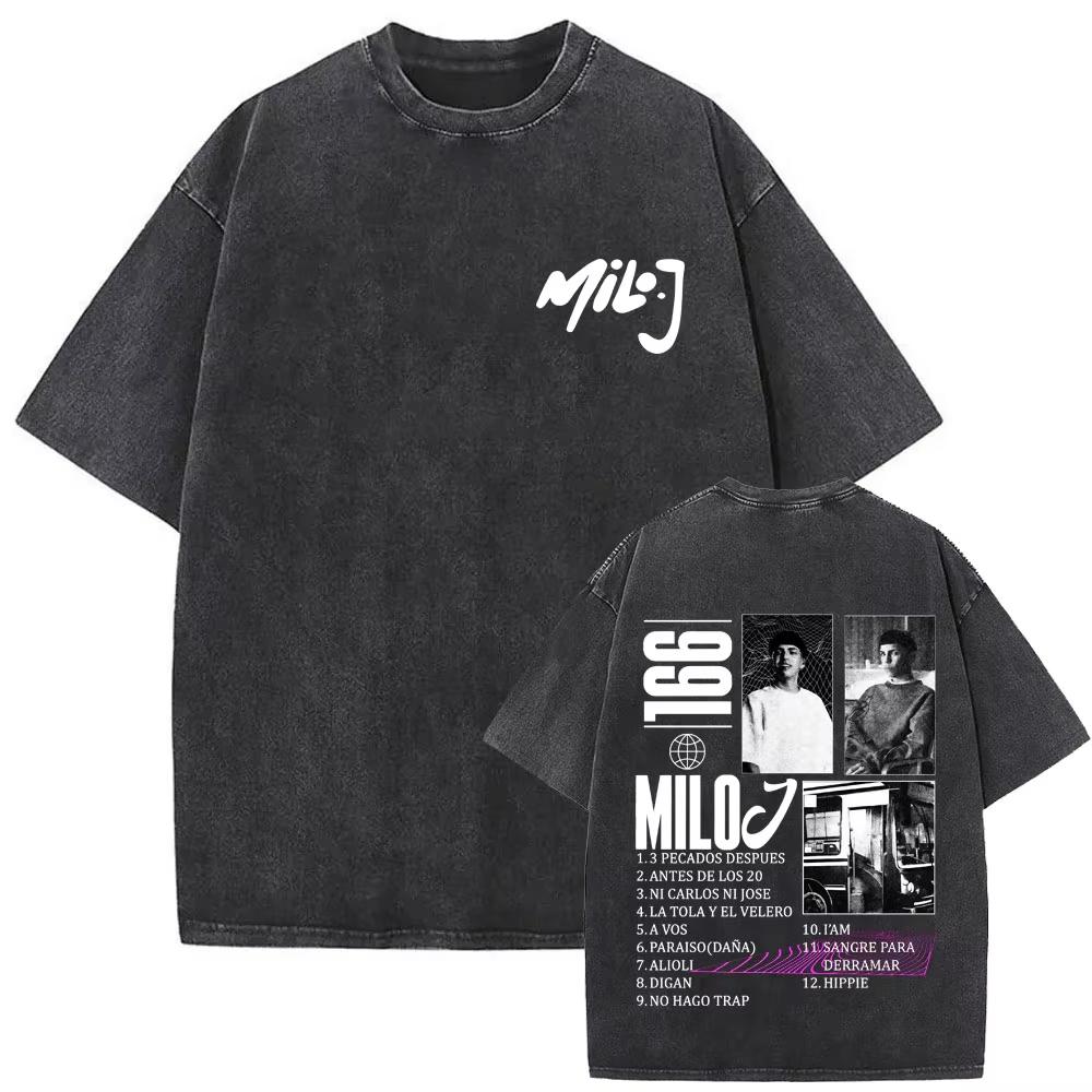 2026 Gewaschenes Vintage Rapper Milo J La Vida Era Mas Corta T-Shirt Hip Hop Mode T-Shirts Herren Damen Lässige Streetwear Top