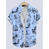 Summer Men's Shirt Coconut Tree 3D Print Casual Short Sleeve Lapel Tops Beach Casual Hawaiian Shirt Men Oversized Shirts For Men