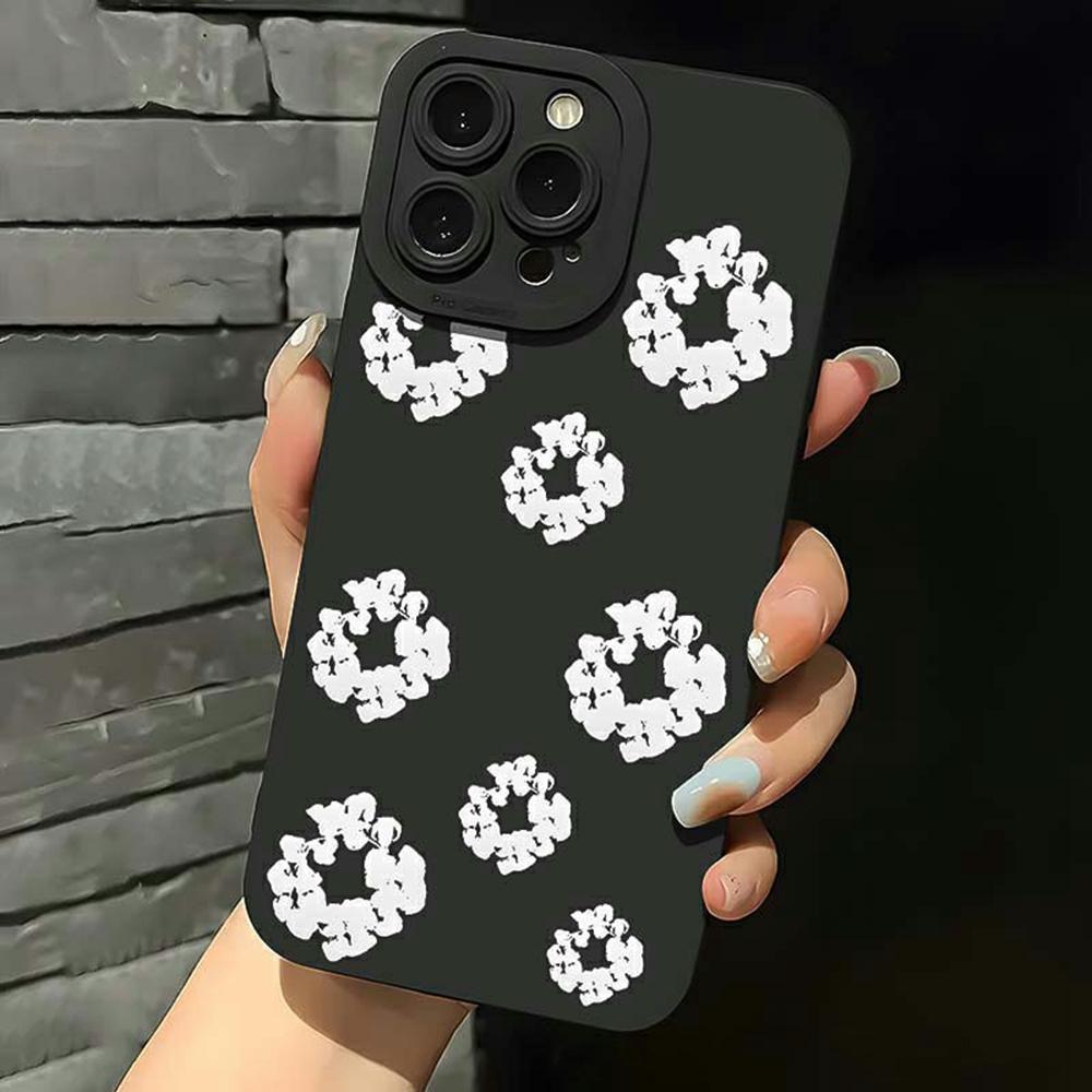 For iPhone 13 Pro Max Case White Floral Pattern TPU Phone Cover