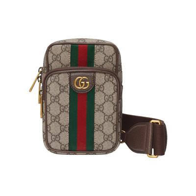 Ophidia GG Supreme Canvas Messenger Taška přes rameno Béžová s proužkem Web Zlaté kování Pro Unisex Denní nošení